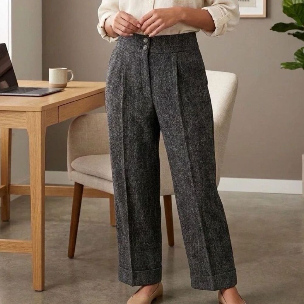 Club Monaco High Rise Pantalons Womens Sz 4 Tweed Pleated Classic Capsule New